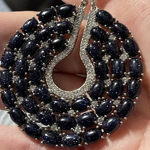 Hespera black sunstone Keyhole pendant